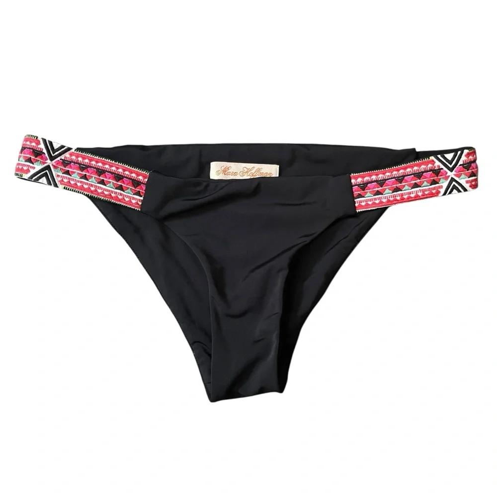 Mara‎ Hoffman Black Embroidered Bikini Bottom Size M